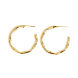 316L wave hoop (GOLD) / ピアス #P8