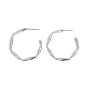 316L wave hoop (SILVER) / ピアス #P7
